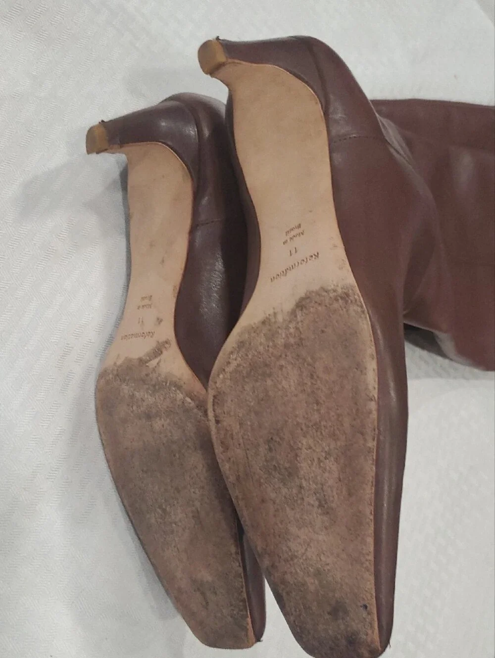 Reformation Brown Leather Over-the-Knee Pointed-Toe Boots